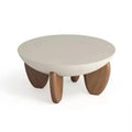White solid wood coffee table with adjustable height and storage compartment