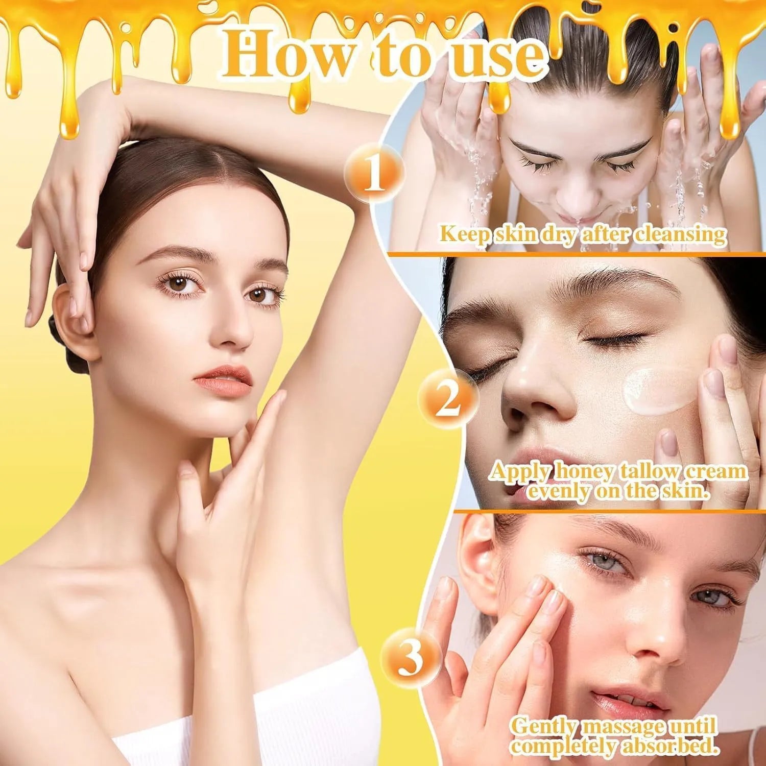 50g container of honey and tallow moisturising cream for dry and combination skin