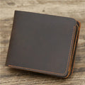 Men's genuine leather card holder wallet in dark brown or reddish brown, 11.5cm x 9.5cm x 2cm, solid colour, European style