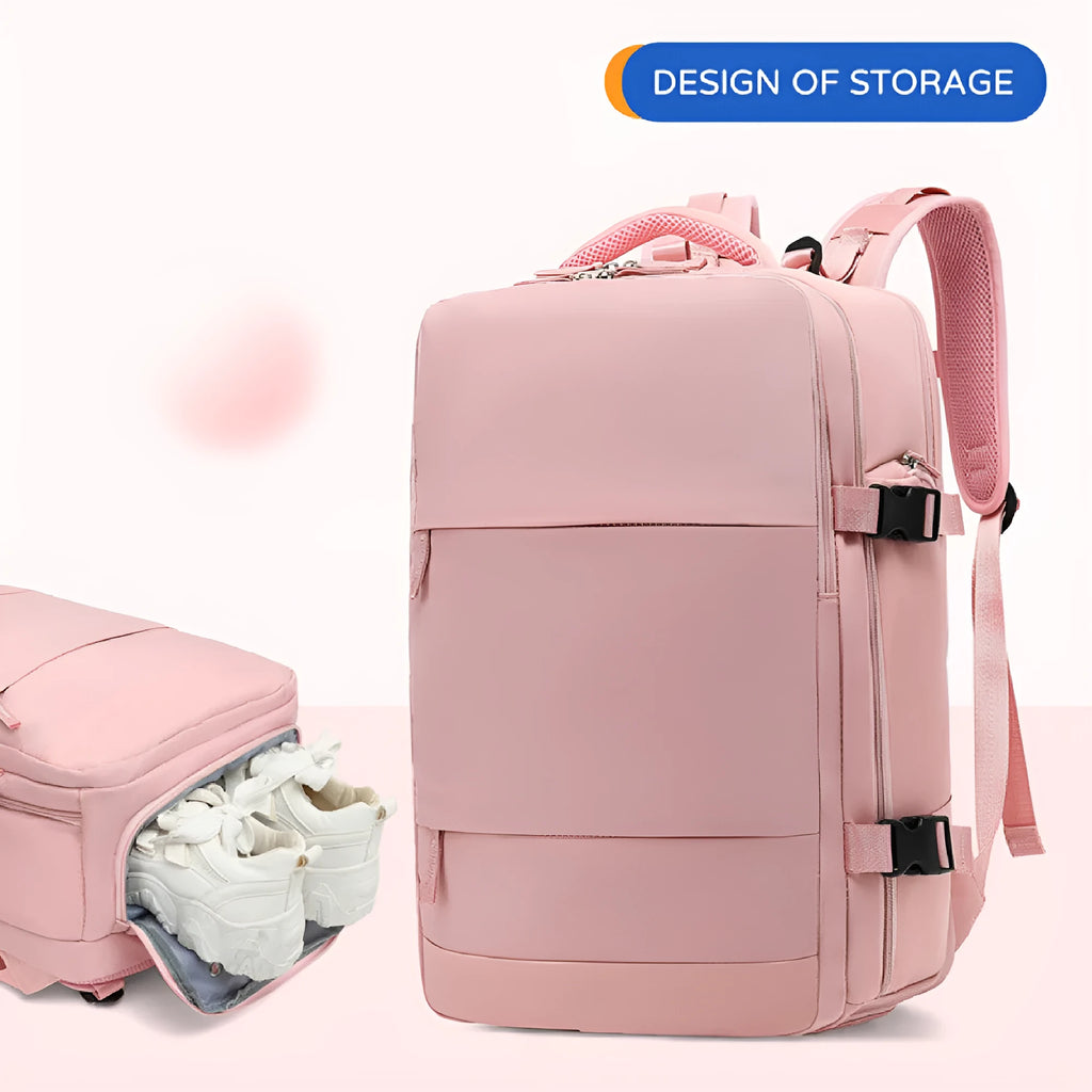 Large waterproof mummy backpack in nylon shown in a selection of colours including black, mint green, and light blue.