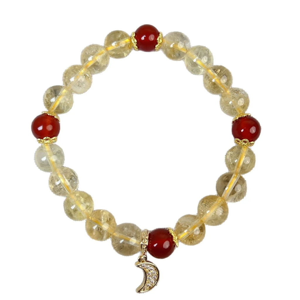 Handmade citrine red agate moon boom crystal bracelet for women