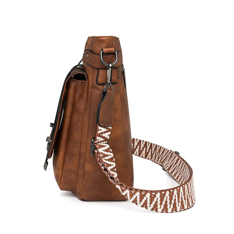 Women's multi-pocket bucket bag in medium-soft PU, six colour options available