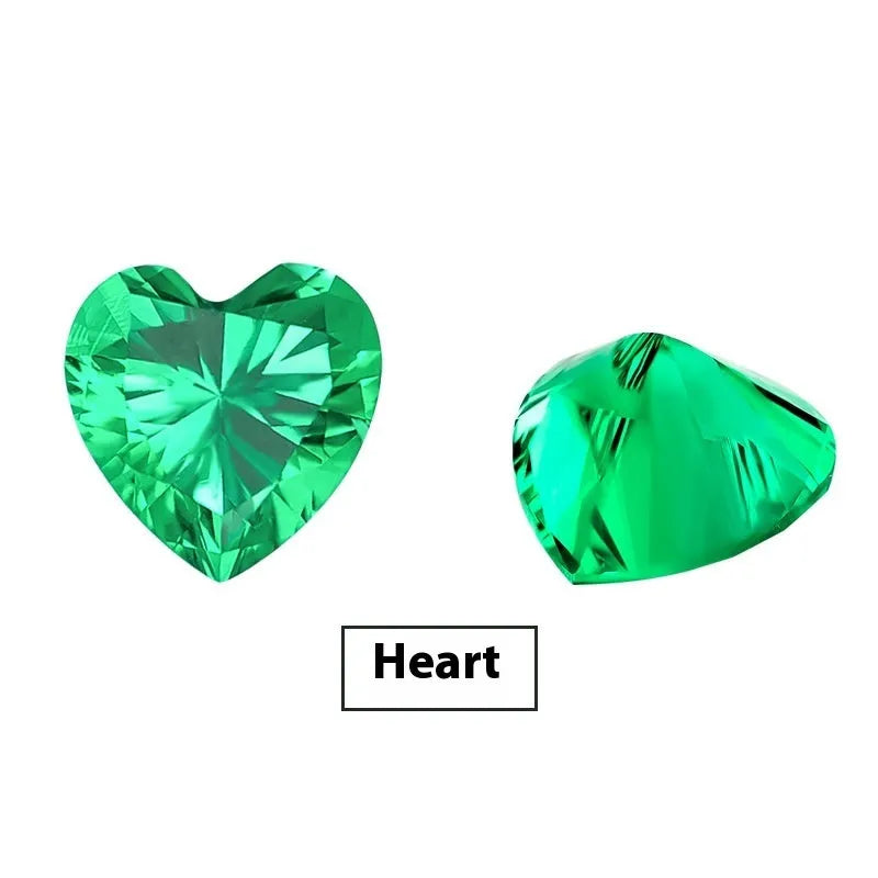 Columbia green cultivated emerald synthetic gemstone in round and emerald cut shapes