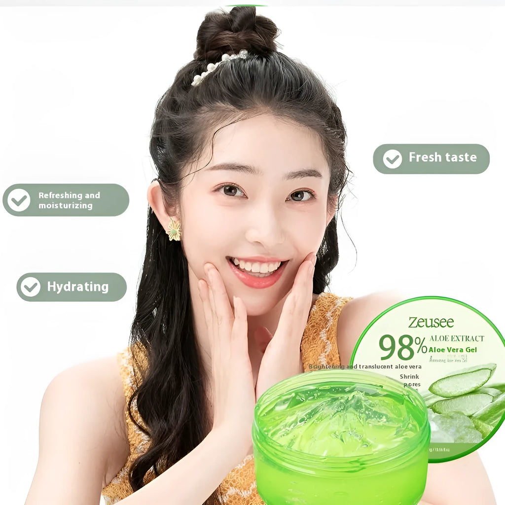 300g aloe vera gel jar for acne control and facial moisturising with application spoon