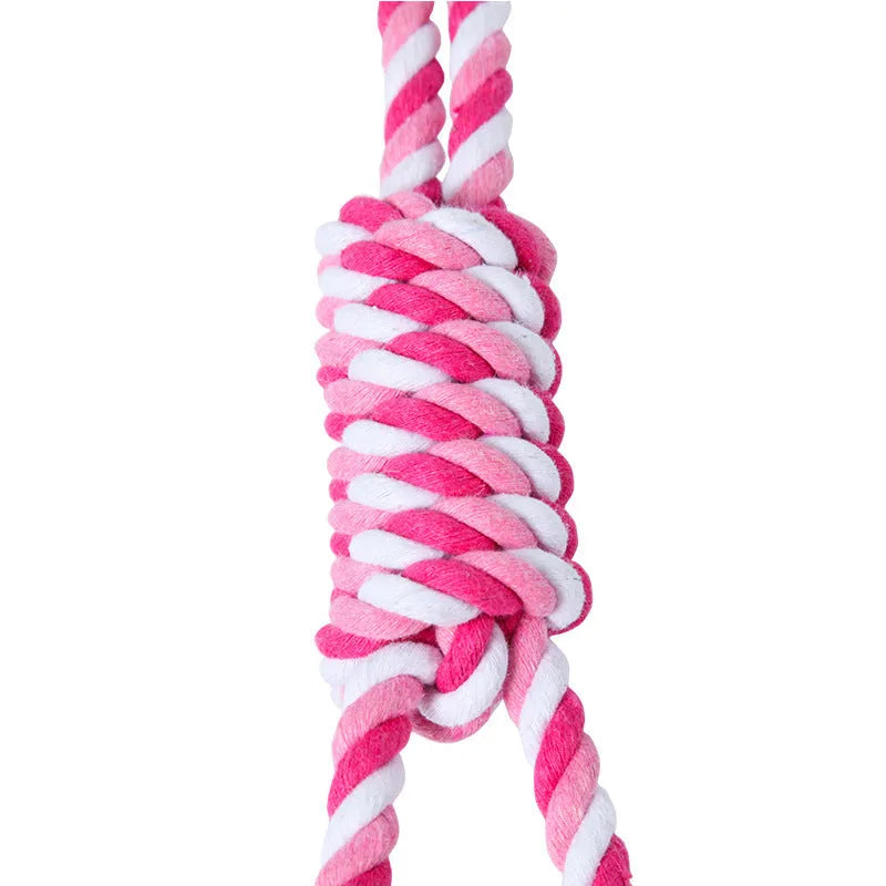 Red and white cotton string dog toy for medium large dogs, approximately 38 cm long