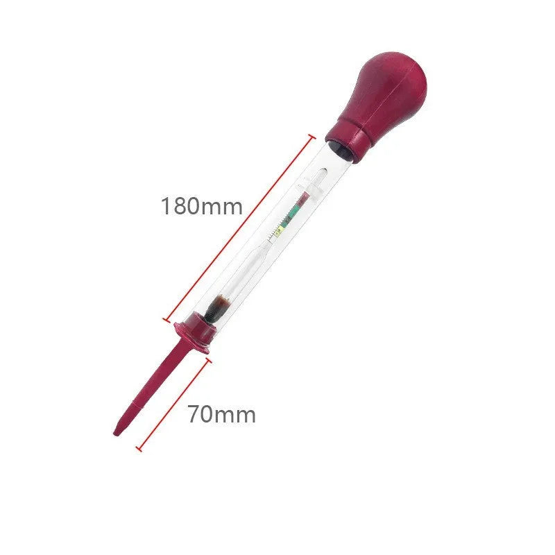 Glass electrohydraulic hydrometer for battery electrolyte density testing with suction mechanism