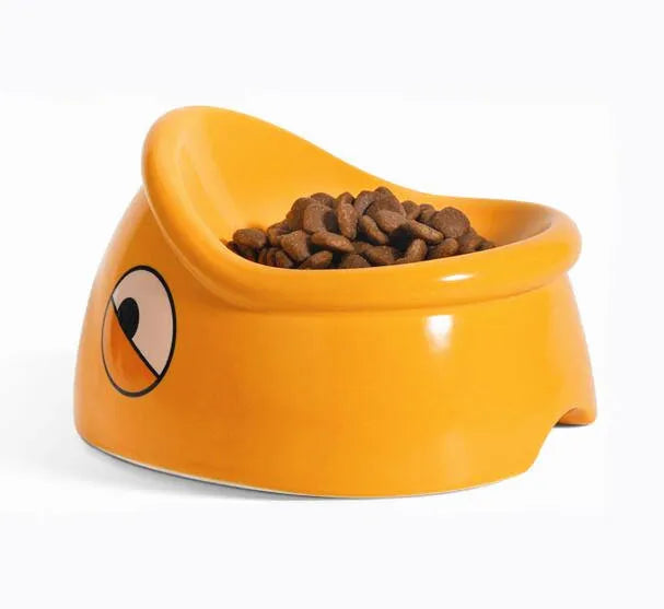 Orange ceramic overturning-proof pet bowl with fish head goldfish mouth design, 196x121x149mm