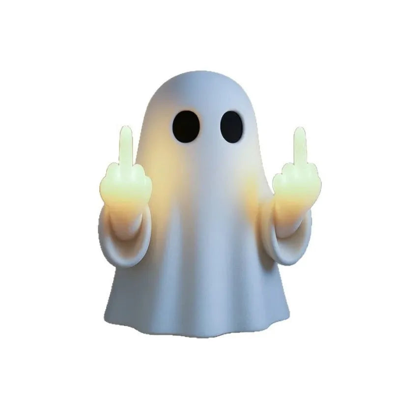 White plastic ghost night light statue Halloween decoration with modern simple style