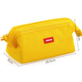Canvas pencil case with double zipper in Oxford cloth material showing colour options