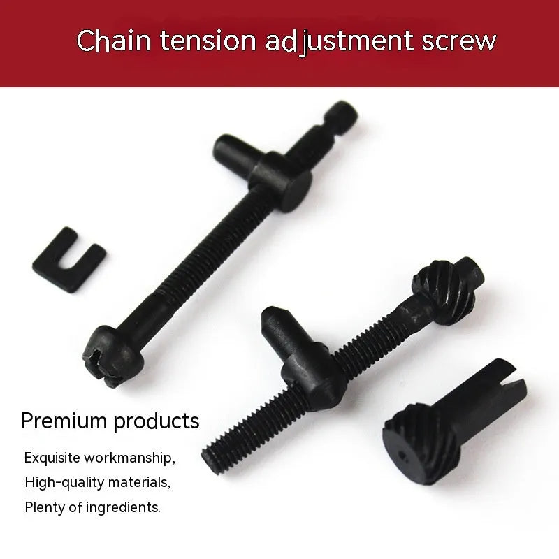 Chainsaw chain tension adjustment gear kit with spools of nylon wire rope in various thicknesses