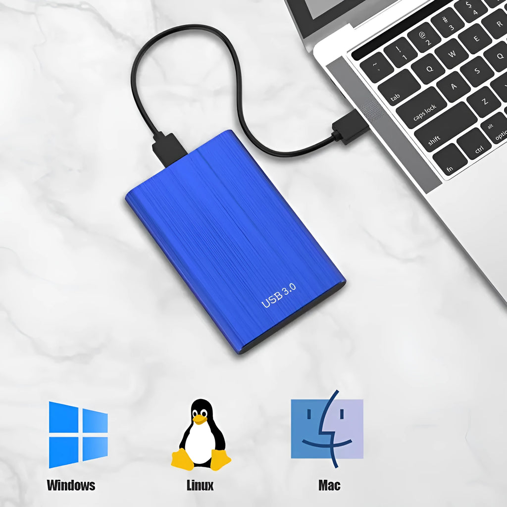 USB 3.0 external SSD with metal shell, 2.5 inch form factor, available in multiple capacities and colours