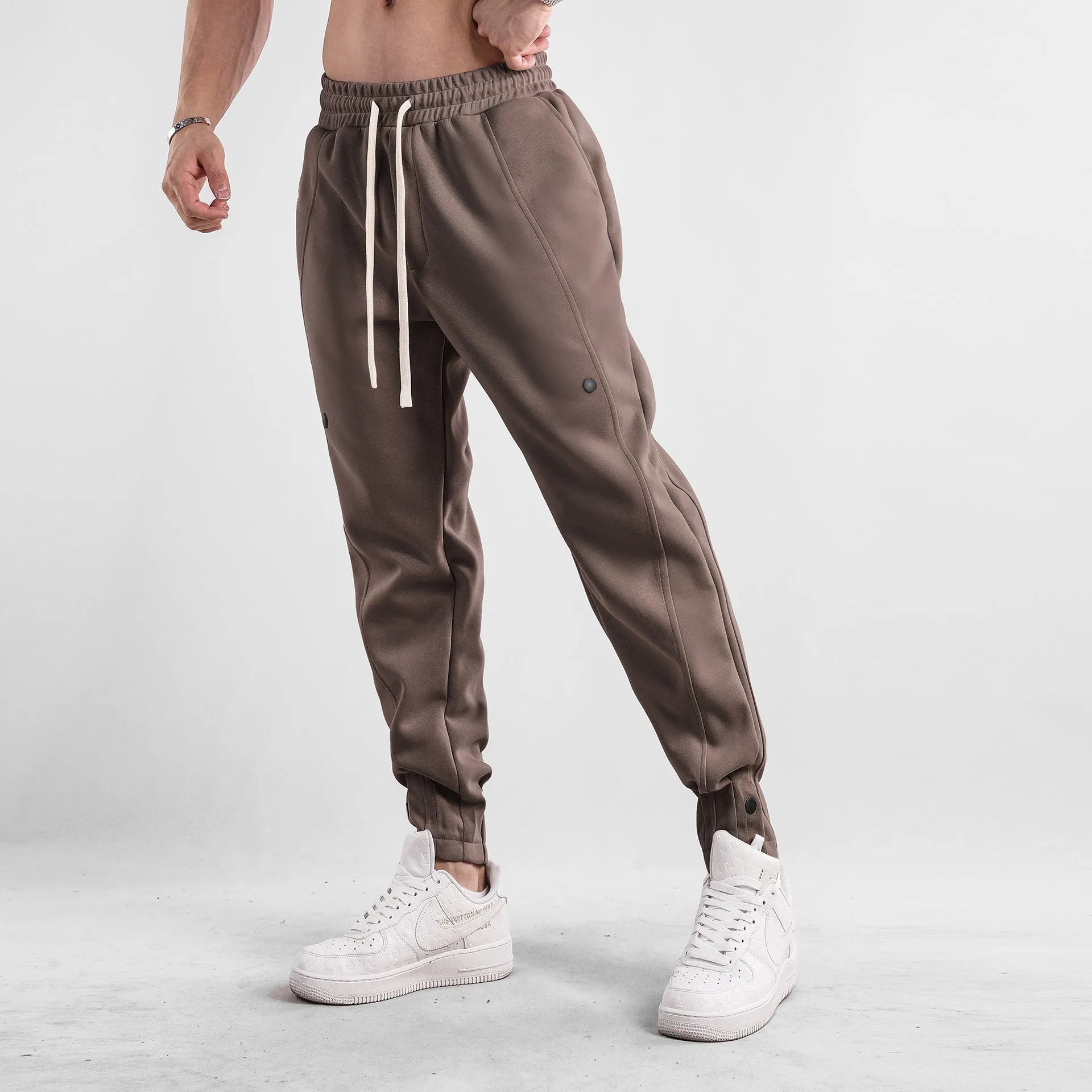 Men's loose-fit cotton casual trousers in light blue, mid-waist design, available in sizes M to XXXL