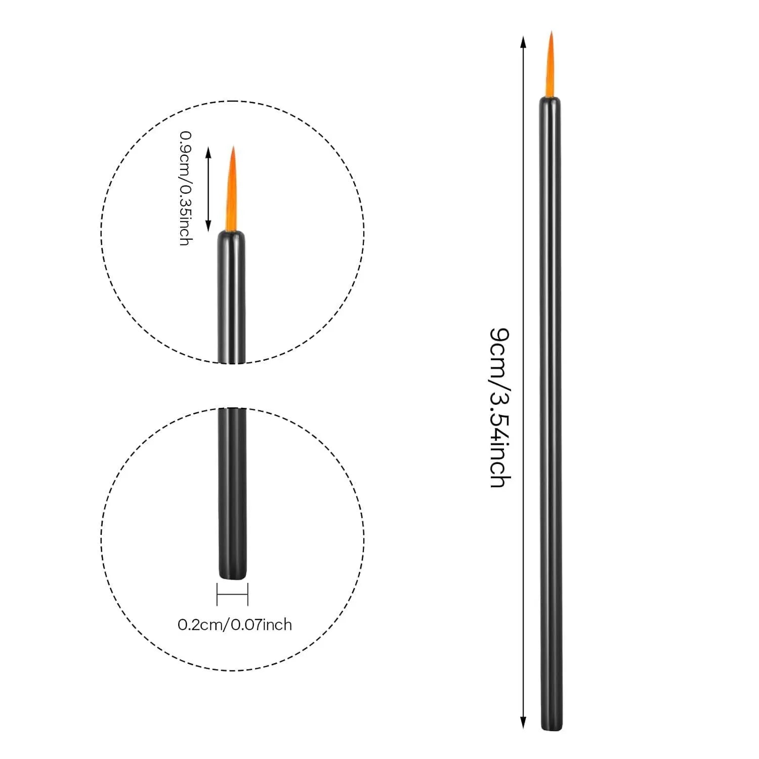 100 disposable eyeliner brushes with ultra-fine points in protective plastic sleeves