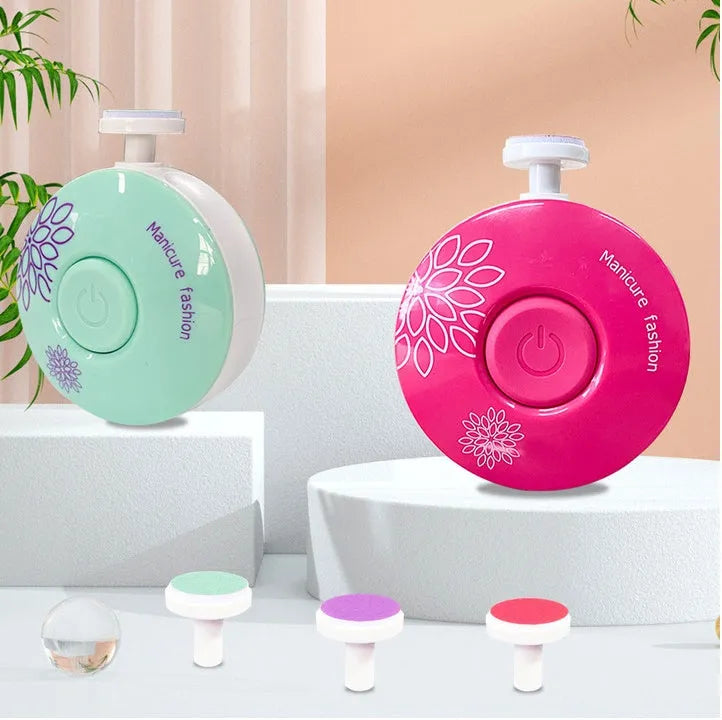 Baby electric nail polisher set with gentle grinding heads for newborn nail care