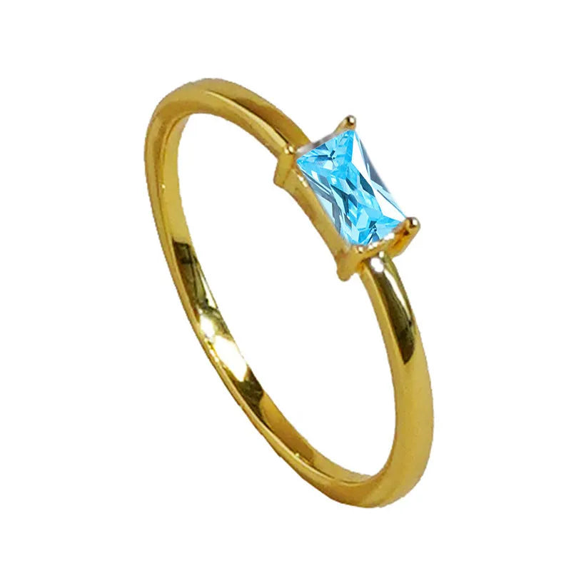 Sapphire blue zircon geometric bracelet ring for women with oval and heart shapes on copper, 1.7 cm size.