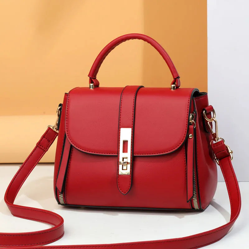 Women's soft PU leather shoulder messenger bag in square vertical design
