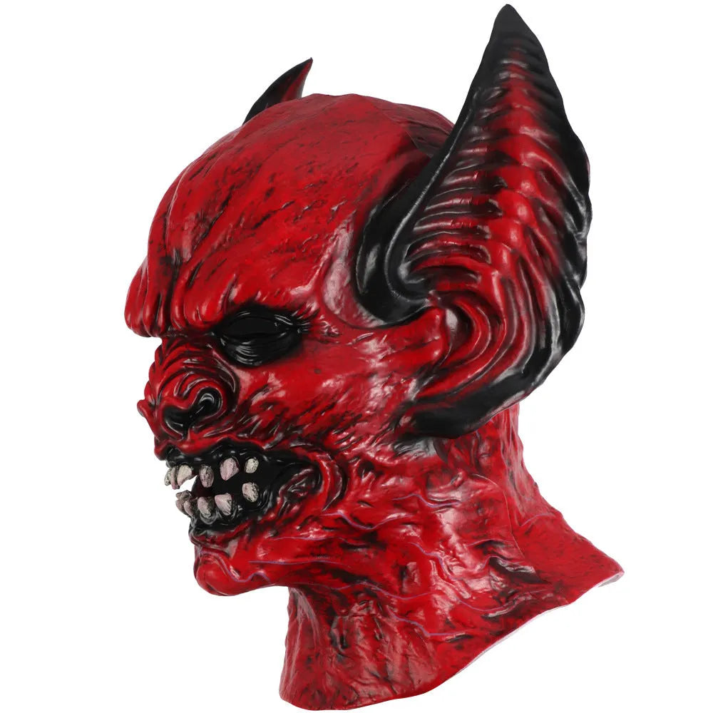 Red bat head cover party mask made from RP foam for Halloween and costume events