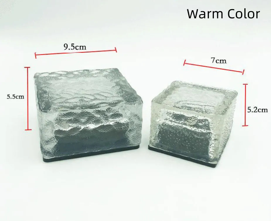 Solar LED floor tile light with acrylic top and polycrystalline panel for outdoor courtyard path lighting in two sizes