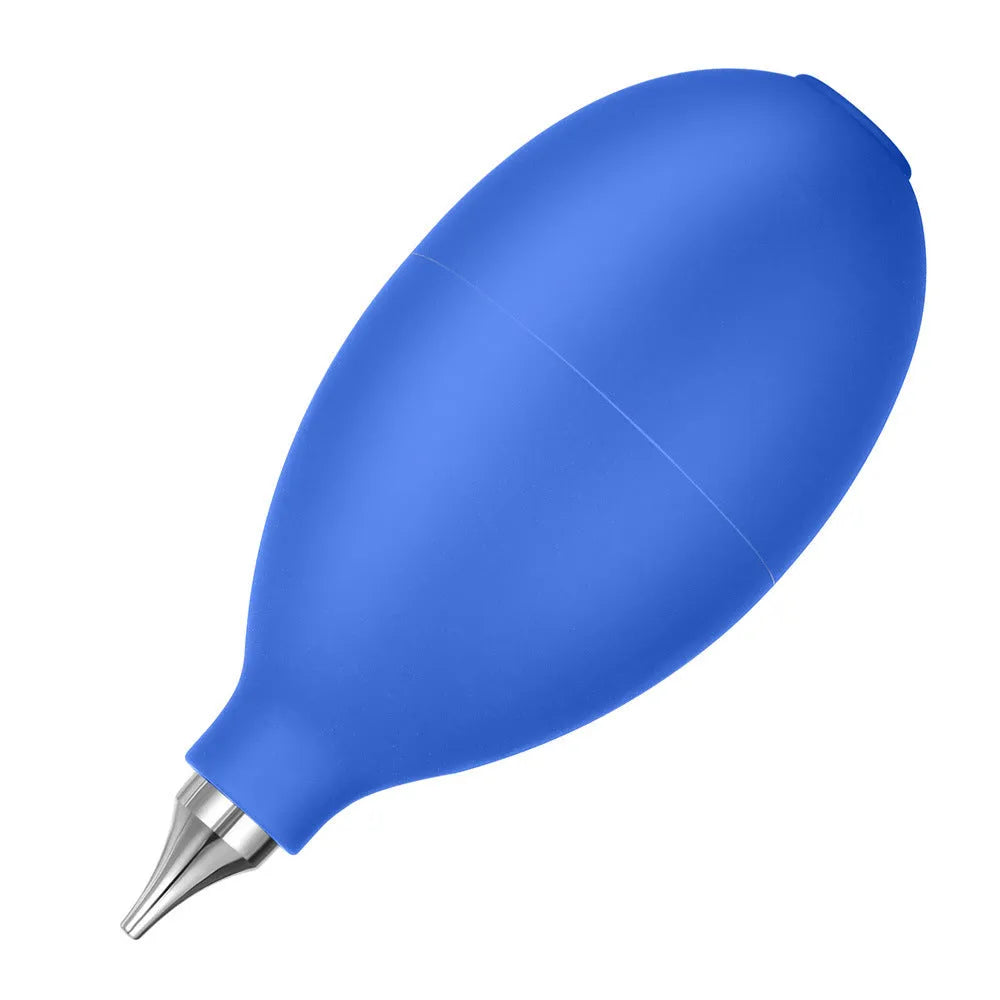 Blue and black rubber dust removal ball cleaning tool for cameras and phones.