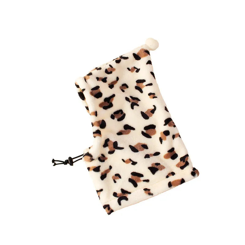 Cloth bear headdress with rabbit ears pet hat on a dog, available in black, red, and leopard print.