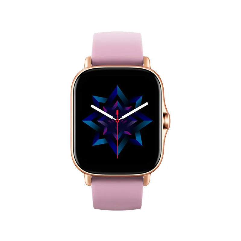 GT20 smartwatch in black on wrist showing heart rate monitoring on screen