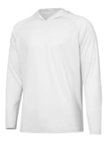 Thin polyester outdoor hooded top with long sleeves for fishing and hiking, shown in a solid colour.