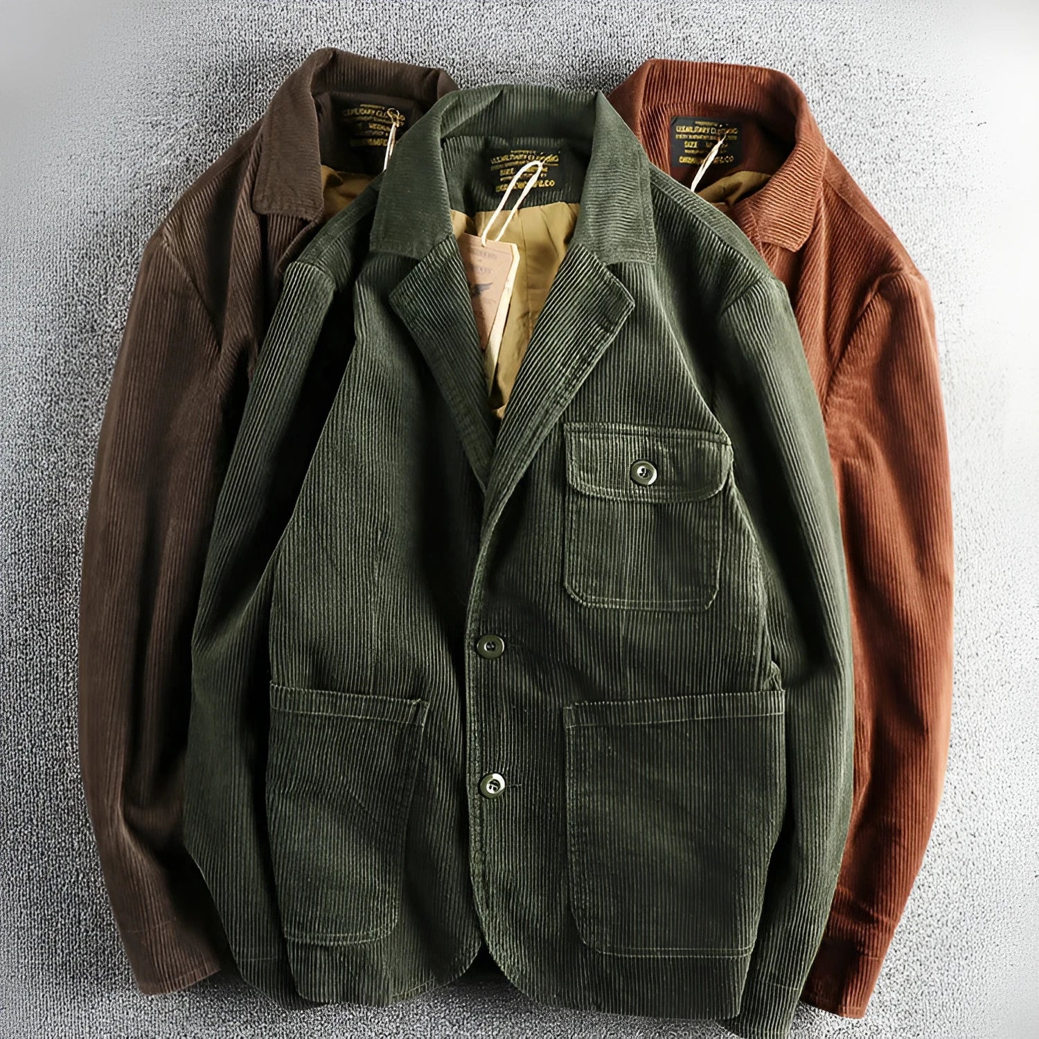 Heavy amekaji retro washed pure cotton corduroy casual jacket for men in brown
