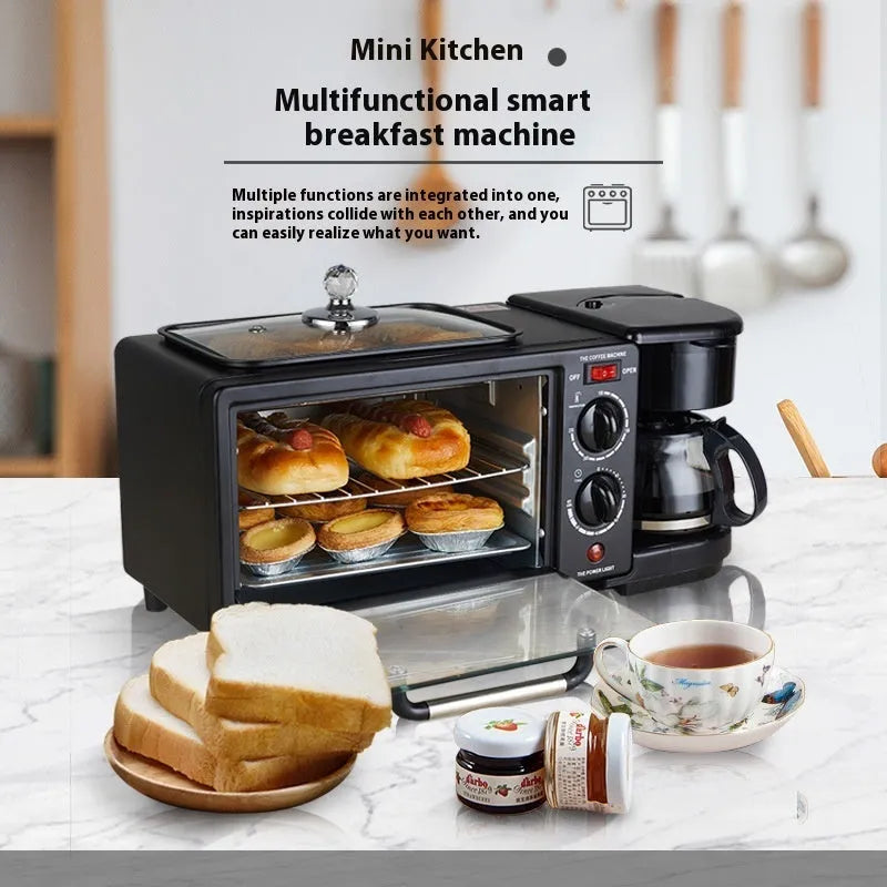 Three-in-one multifunctional breakfast machine stainless steel black NEG panel for 2-3 people