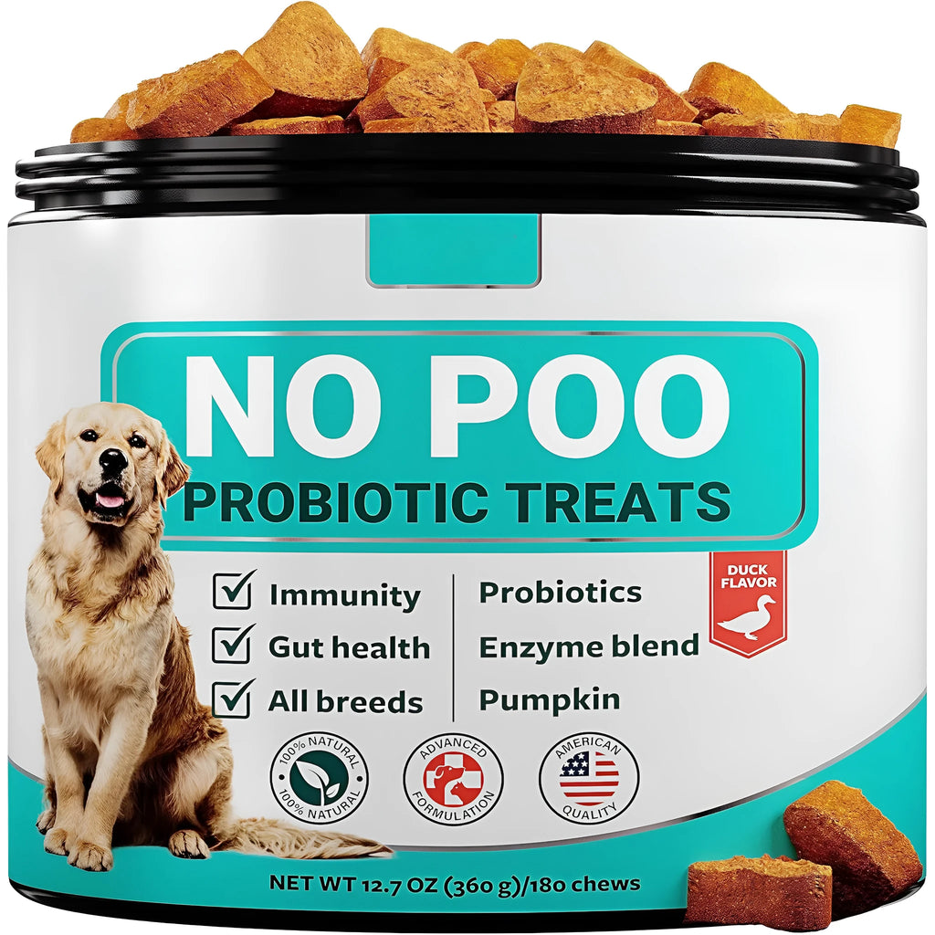 180 pumpkin-flavoured probiotic chewable tablets for dogs in sealed container