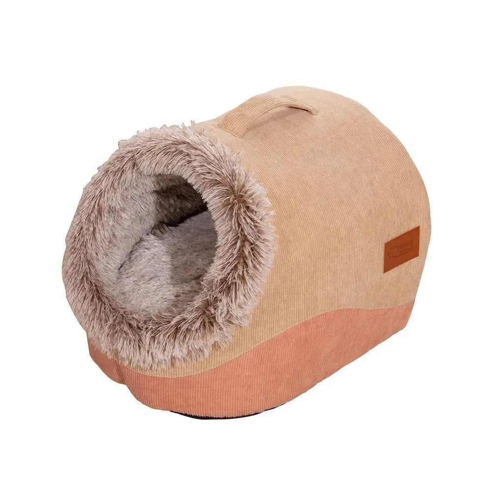 Soft warm washable dog bed mat in gray colour, L size, placed on a kennel floor