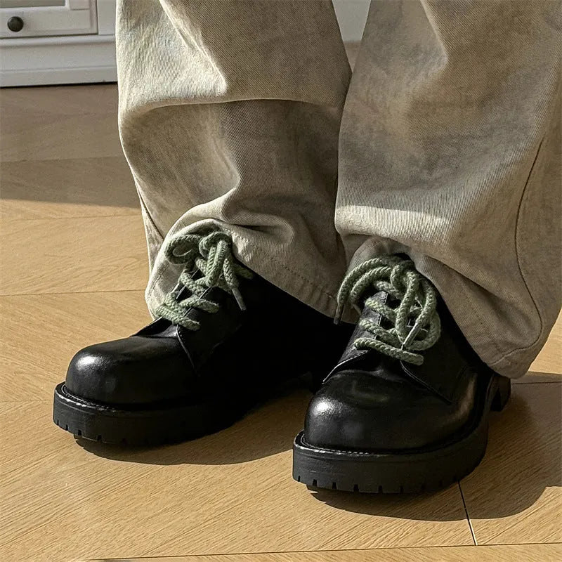 Big Head derby style platform shoes with rubber sole and microfiber upper, shown in casual style.