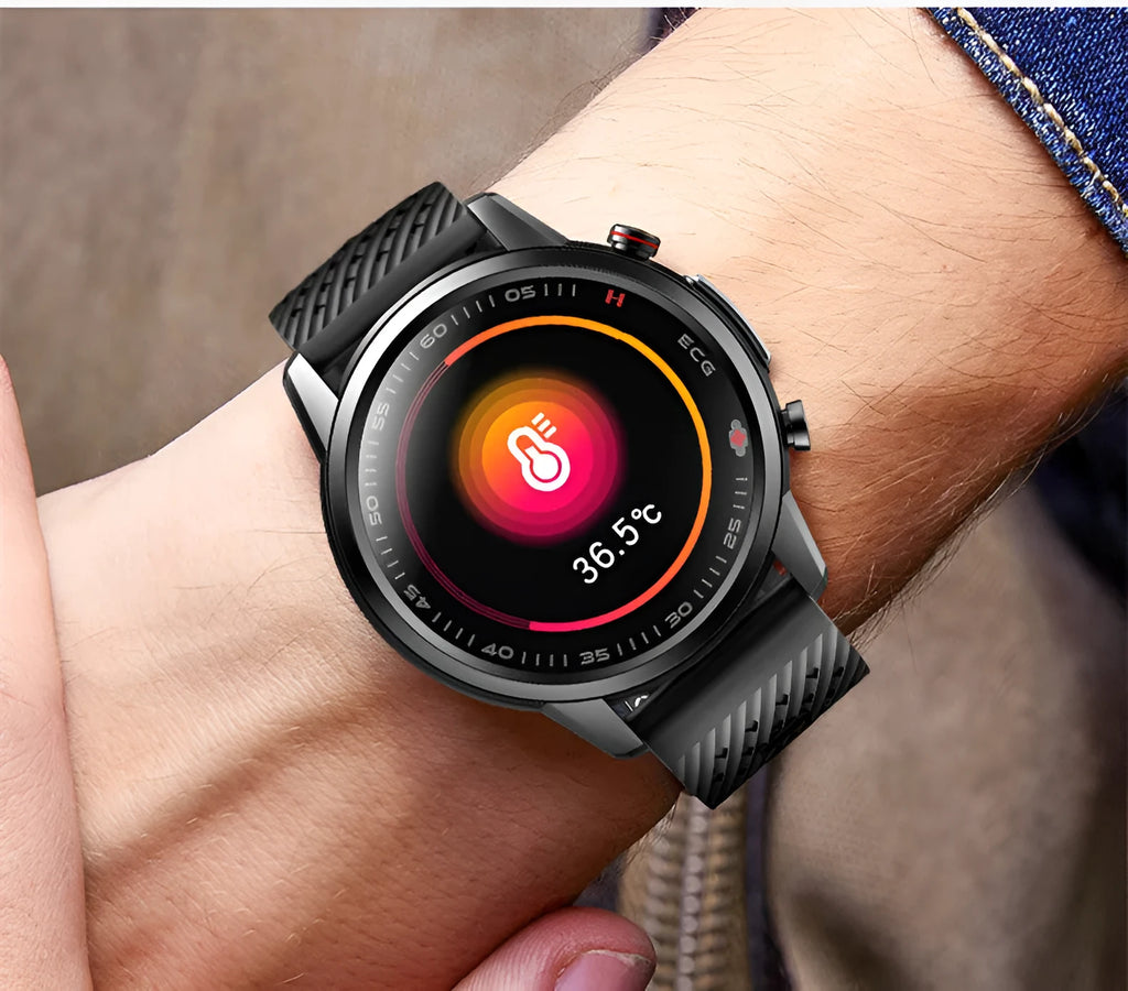 F800 ECG blood pressure sports smart watch with black TPU wristband and touch screen