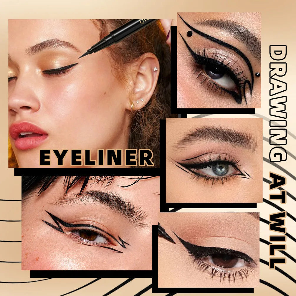 Black liquid eyeliner pen with sweat-proof quick-drying formula