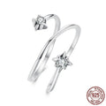 Women's S925 sterling silver multi-layer open ring with adjustable opening and inlaid zircon, colour SCR1146-E
