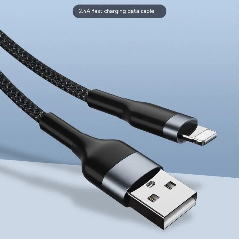 Braided data cable 2m woven fast charging USB Micro USB Type-C black
