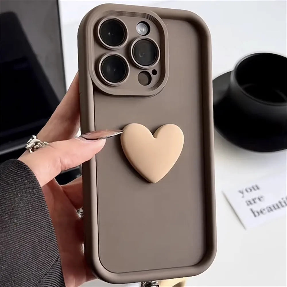 Stereo Coffee Doll Bear soft shell TPU phone case frosted finish for iPhone in Brown doll colour