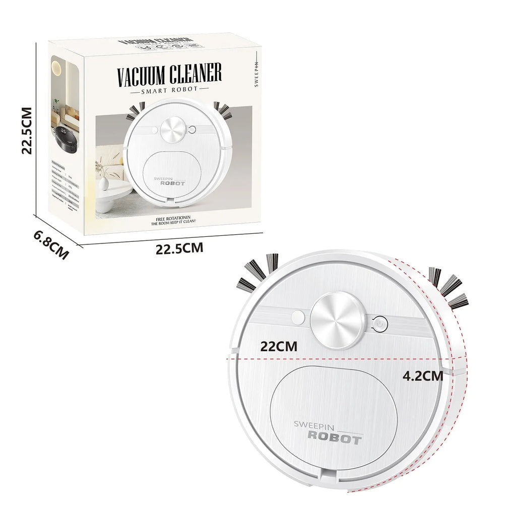 Black or white robotic vacuum cleaner and mop with USB charging cable and accessories