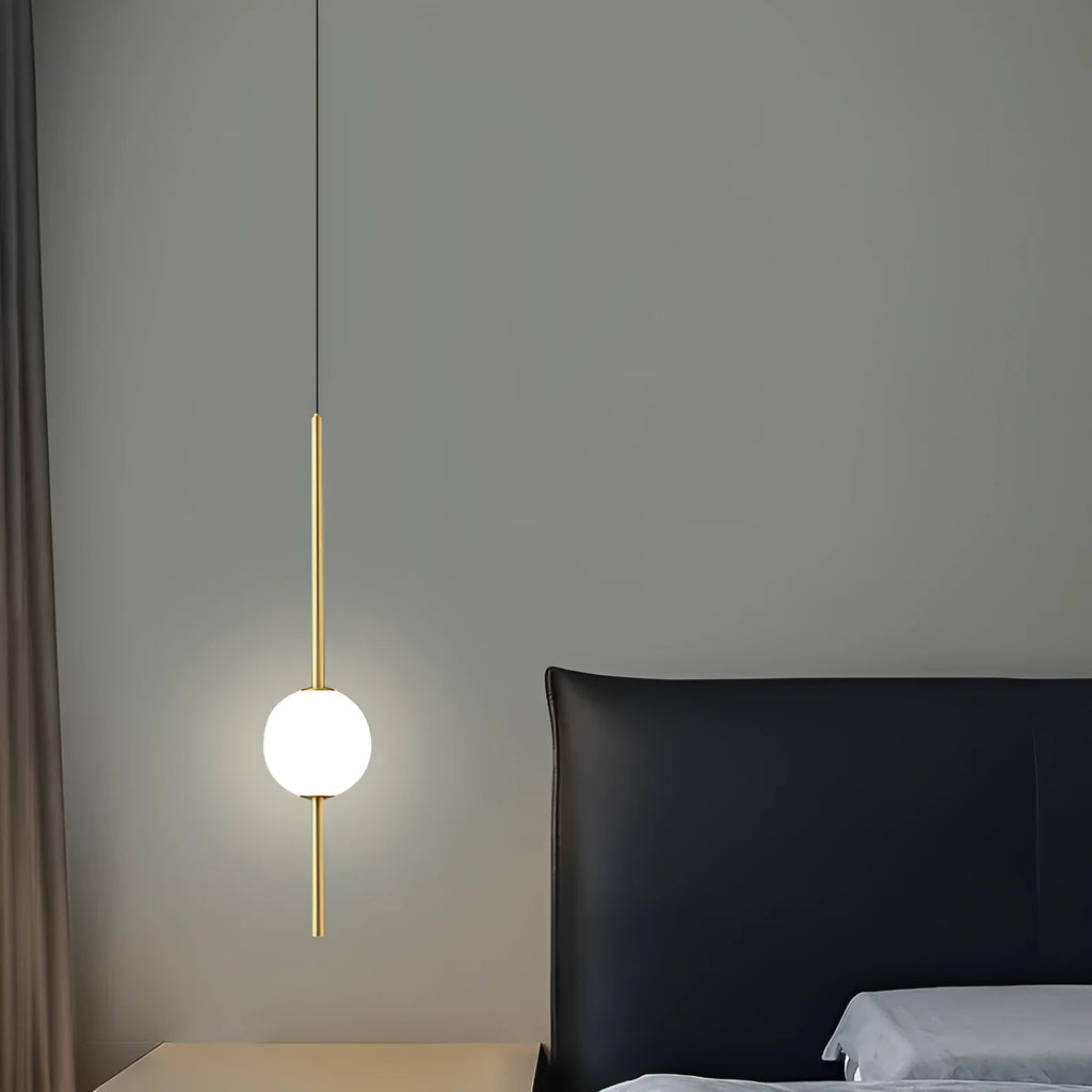 Nordic bedside chandelier with acrylic shade, gold finish, single head, adjustable light colours for bedroom