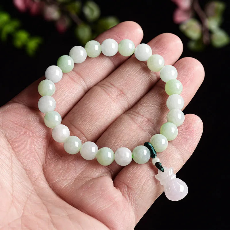 8mm jade floral purse bracelet in Chinese national style for men and women