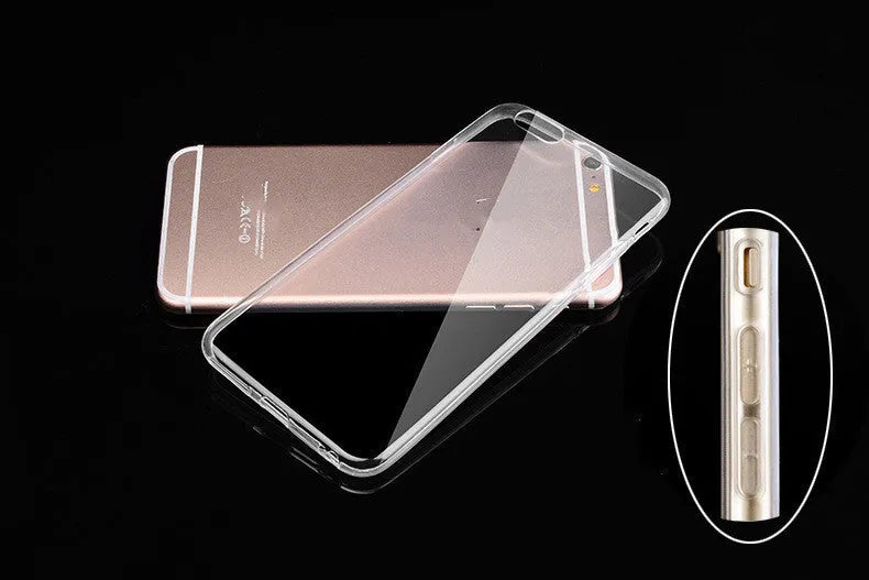 Transparent TPU soft shell iPhone case showing phone's original design through clear material