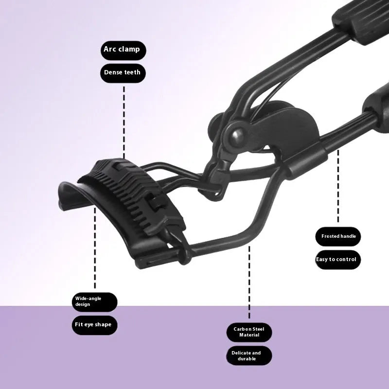 A4 carbon steel eyelash curler with comb attachment in selected colour