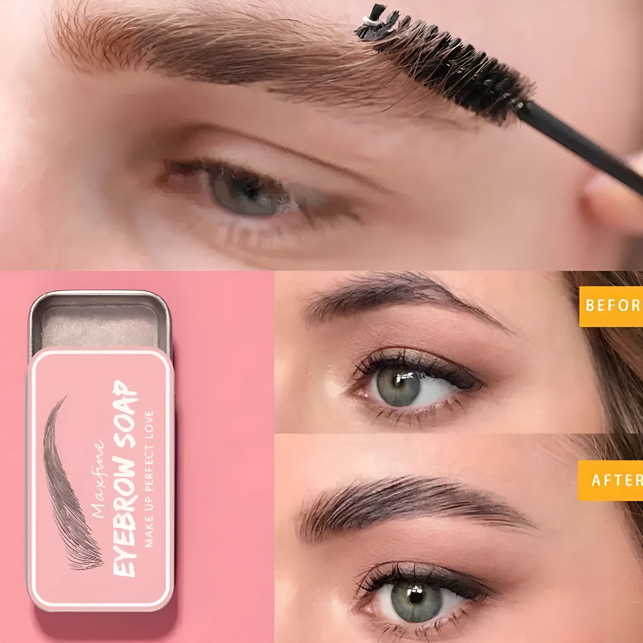 10g eyebrow cream pot and an eyebrow brush for brow shaping and colour application