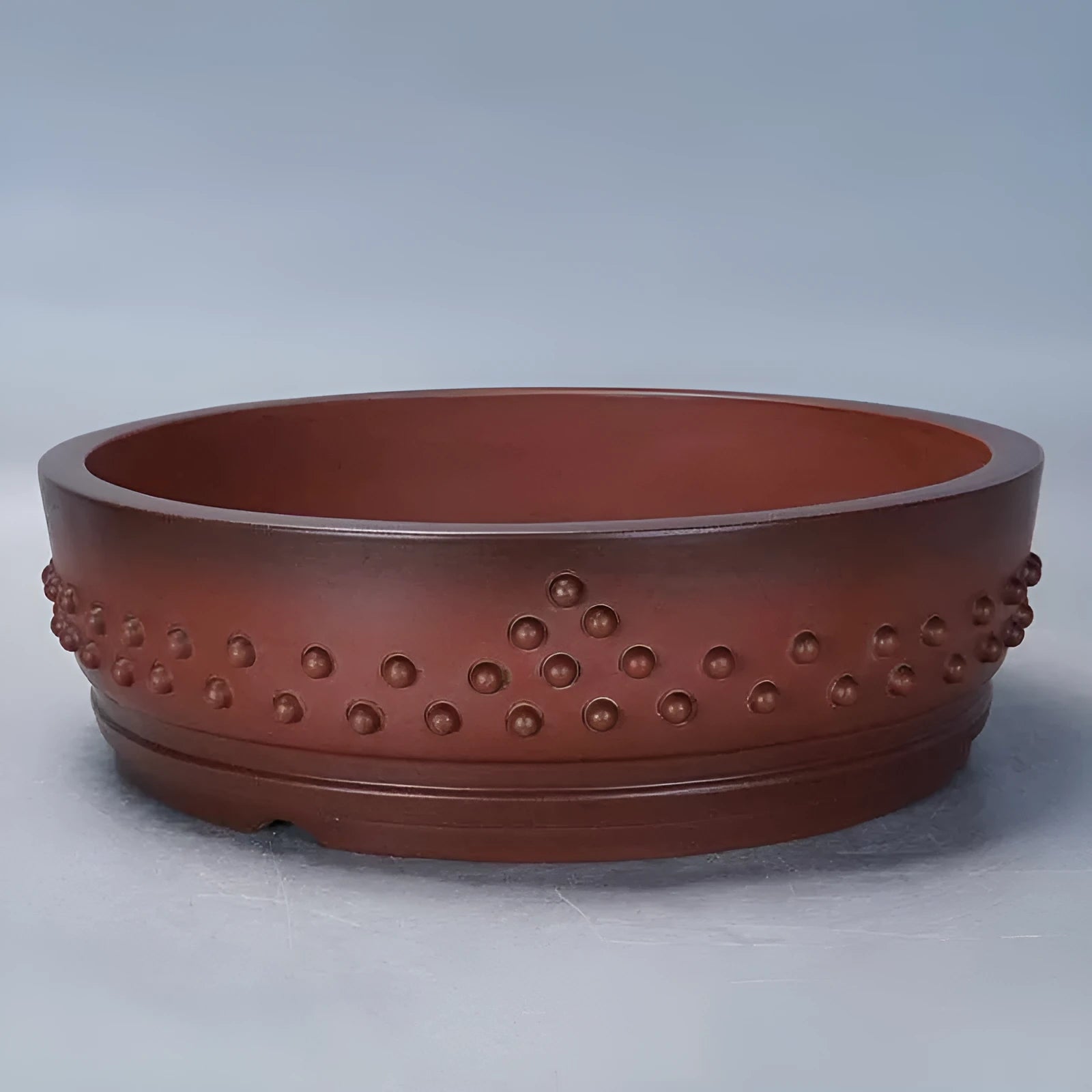 Retro plain cement ancient nail round breathable purple sand flower pot, small size, on a desk
