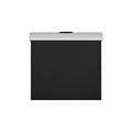 Car leather garbage bag with magnetic closure and LED light, hanging in vehicle interior, black colour