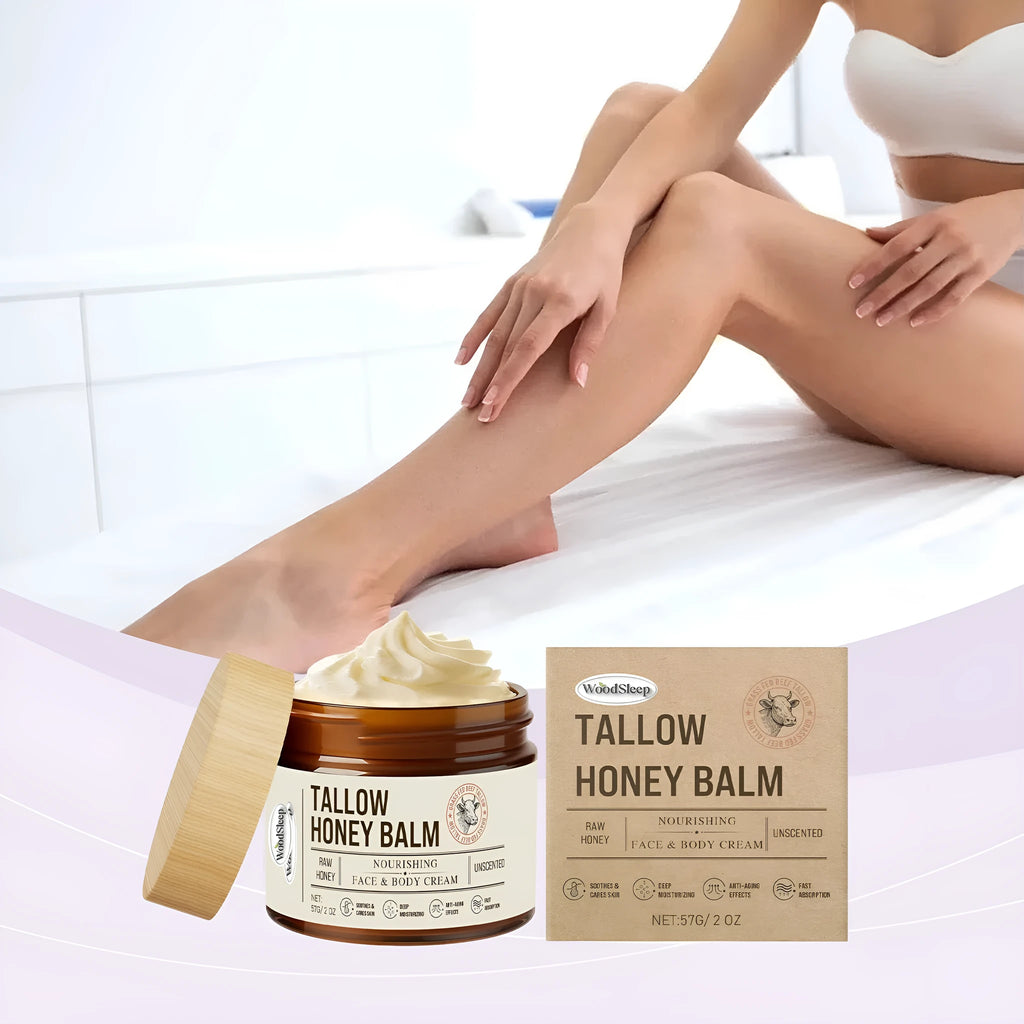 Jar of tallow honey moisturising cream for dry skin, 57g
