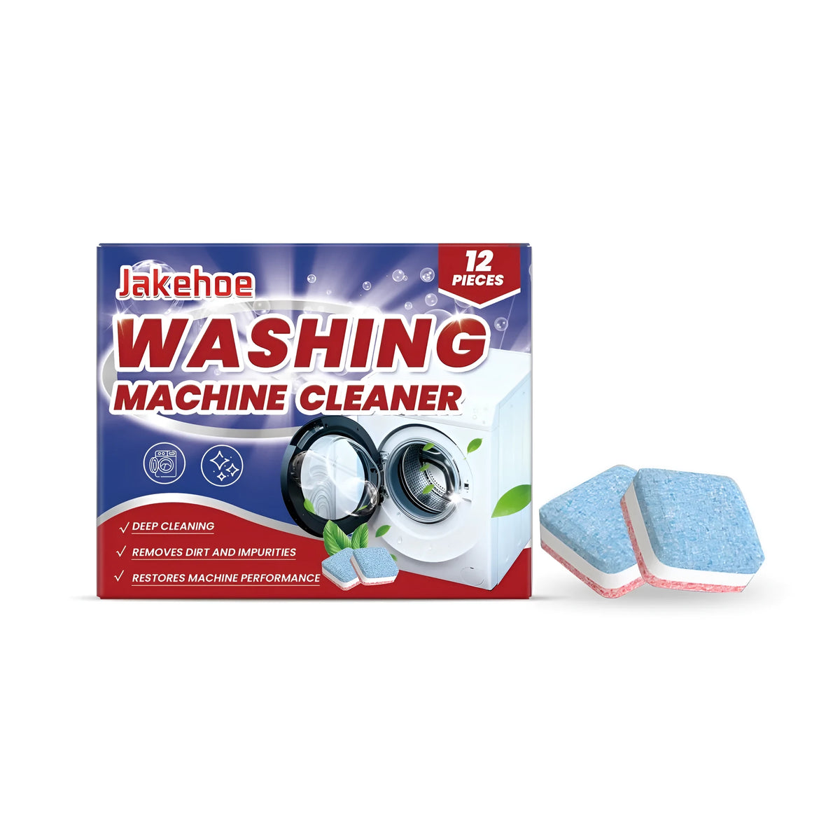 Pack of 12 washing machine scale removal cleaning sheets with citric acid ingredients