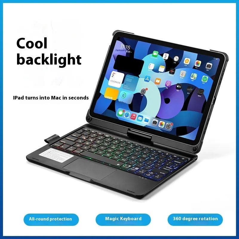 Miaocontrol 360-degree rotating Bluetooth keyboard for iPad tablets in rose gold, silver, and black colour options