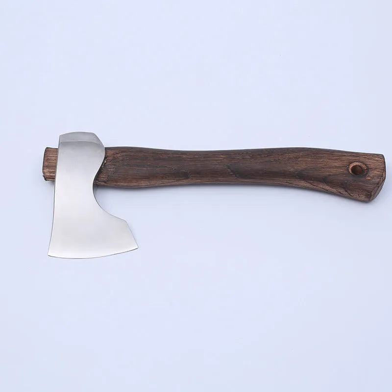 250mm camping axe with high carbon steel blade and wooden handle for outdoor wood chopping