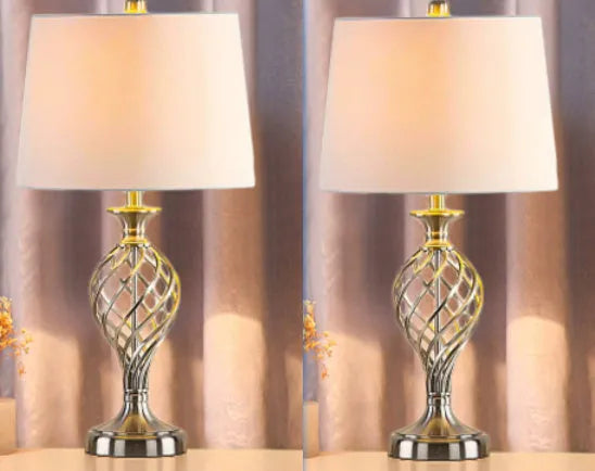 European-style alloy bedside table lamp with touch controls and USB charging socket