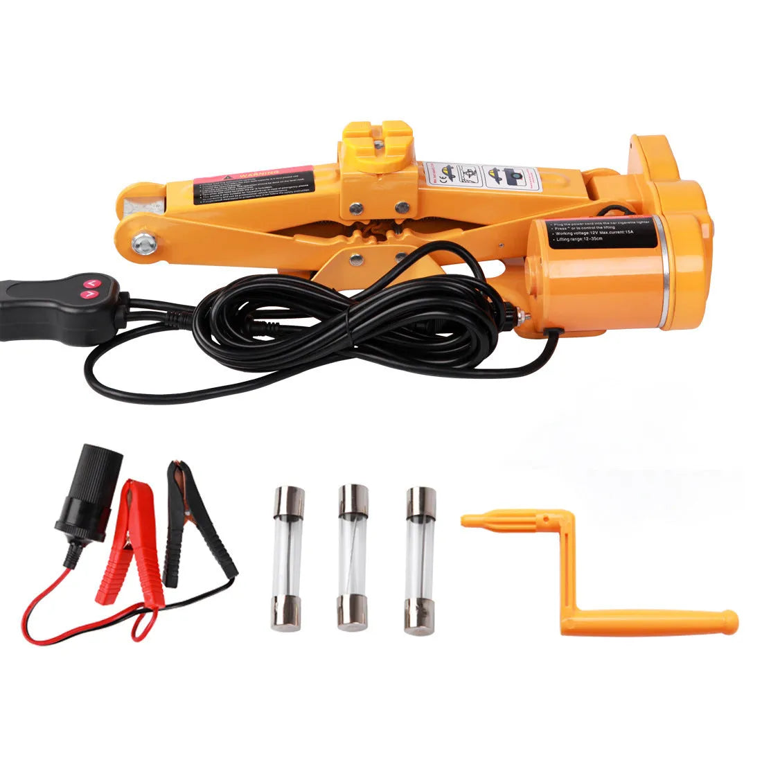 Electric hydraulic jack for vehicle lifting with 2-tonne capacity and 100W motor